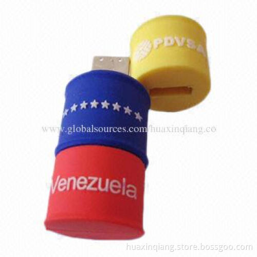 USB Flash Drive with Oil Tank Shape, Soft PVC Material, Colors Customized, 128MB to 64GB Capacity